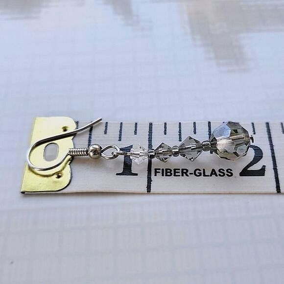 Vtg smoke grey iridescent faceted crystal beaded set - Picture 9 of 10